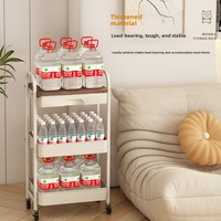 Carrito de Almacenamiento Metálico Portátil de Tres Niveles, Carrito Móvil Funcional Impermeable con Ruedas y Cajón para Cocina y Baño
