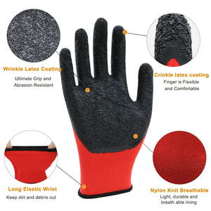 Gants de travail antistatiques et antidérapants SONICE, nouvelle sortie, 13g, revêtement en <span class=keywords><strong>latex</strong></span> rouge gaufré pour une meilleure adhérence, pour la sécurité des travaux mécaniques - Product Image 4