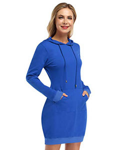 Custom Your Own Sexy Ladies Bodycon Hip Hugging Hoodies Vestidos 2025 Otoño Invierno Casual Cordón Mini Vestidos con bolsillos - Product Image 1