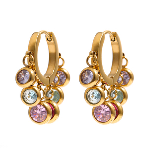 JINYOU 517 Hochwertige wasserdichte Ohrringe aus 18 Karat Gold mit PVD-Beschichtung Trendy Jewelry Edelstahl-Zirkon-Creolen - Product Image 1