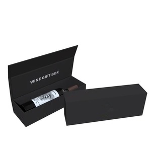 Custom Magnetic Wine Gift <b>Box</b> Single <b>Bottle</b> Luxury Black Rigid Cardboard Wine Packaging <b>Box</b> For Red Wine Champagne With Logo Pri - Product Image 3