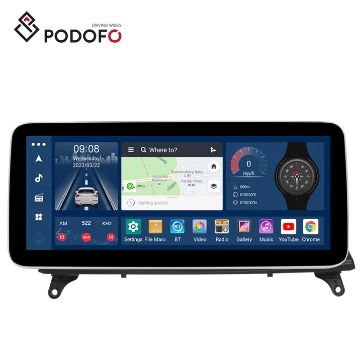 Podofo 12.3 ''IPS ekran 8 çekirdekli CarPlay Android BMW X5 NBT 2008-2013 için araba radyo Android oto/GPS/WiFi/4G/RDS/DSP OEM fabrika