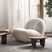 Fauteuil Simple de Luxe Nordique, Design Moderne pour Salon, en Velours d'Agneau et Bois, Idéal Balcon, Canapé Paresseux