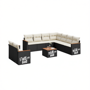 D0100XFTVH2 Conjunto de Sofás Modulares para Jardín, Ratán Sintético Negro, Muebles de Exterior, Elegantes Cojines de Espuma de Alta Densidad - Product Image 1