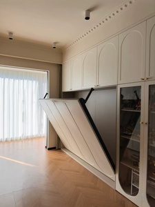 Meilleures ventes : Armoire de rangement modulaire pliable Longsen, design moderne et innovant en chêne, gain de place, avec <span class=keywords><strong>lit</strong></span> Murphy, ports USB et éclairage LED - Product Image 4