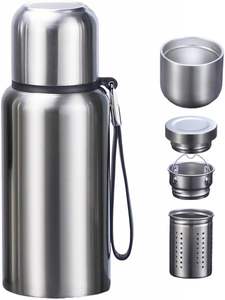 Thermos avec infuseur à thé, bouteilles d'eau isothermes en acier inoxydable avec 2 couvercles, flacons <span class=keywords><strong>pour</strong></span> boissons chaudes et froides, grande capacité - Product Image 1