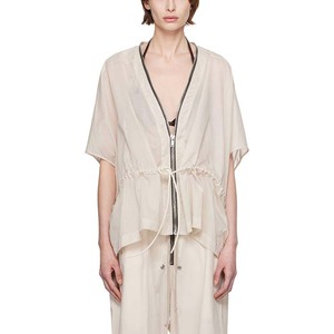 White <strong>Sheer</strong> <strong>Jacket</strong> for Women Short Sleeve V-neck Loose High Quality Fashion Design Casual Style Autumn Wear Wholesale - Product Image 1