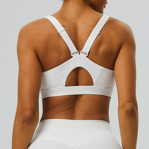 OEM/ODM Women's S-XL Nylon/Spandex Solid Quick Dry Breathable Removable Shockproof Fitness Sports Cross Back <b>Bra</b> - Product Image 5