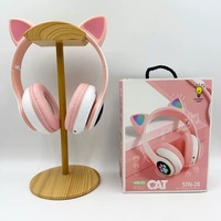 Gran Venta de auriculares inalámbricos con Bluetooth, Auriculares deportivos para colocar sobre la oreja, micrófono de música estéreo con orejas de gato para juegos de viaje