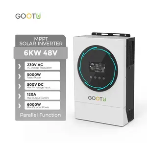 Gootu Hybrid Solar Inverter 48V Dc To Ac 6000 Watt 500 Vdc Solar Panels Inverter Mppt Charge Controller