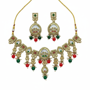 Designer Gold Plated Fine Jewelry <b>Set</b> with Crystal Stones and <b>Pearls</b> Radiant Necklace <b>Set</b> for Weddings and Festival Wear - Product Image 2