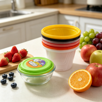 Contenants alimentaires jetables en plastique, couvercles hermétiques multicolores, seaux empilables pour la conservation des aliments en cuisine et en camping