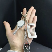 Chaînes de sac à rouge à lèvres en maille d'acier inoxydable pour femmes, porte-clés mignon et exquis, mini miroir, design étoile et cœur, sac à maquillage, porte-clés