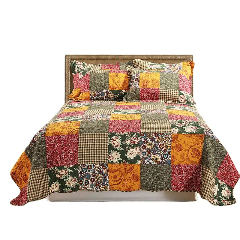 अमेरिकी शैली उच्च गुणवत्ता कांथा colcha अनुकूलित चित्र कार्टून कपास comforters गर्म बेच पट्टी कमरे के लिए रजाई सेट