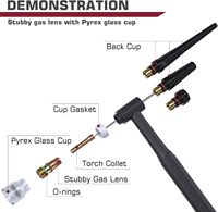 Kit d'accessoires pour torche de soudage TIG ARCCAPTAIN 71 pièces : Buse en alumine, Pinces, Corps de torche compact, Lentille de gaz, 12 coupelles en verre, Consommables