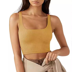 Women's Solid Color Short Front Knitted Fabric Anti-pilling Sexy <b>Small</b> Vest Tank Top - Product Image 3