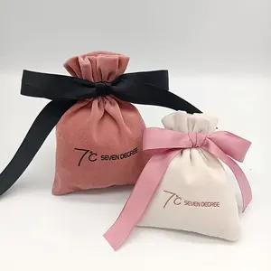 Luxury Super Soft Pink Suede Customized Dust Small Gift Packaging Drawstring Bag Jewelry Velvet Pouch