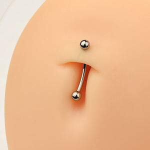 Boucles d'oreilles de piercing au nombril en titane plaqué or G23 F136, barre incurvée classique, <span class=keywords><strong>tige</strong></span> de piercing filetée internement - Product Image 1