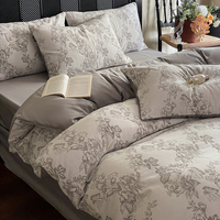 Parure de lit de luxe 200 fils en coton teint 100% avec housse de couette et draps, motif texturé tissé