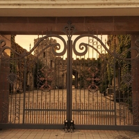 Grill de maison de luxe, design moderne, en fer forgé, porte d'entrée pour jardin