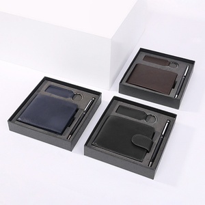 2021 Hot Selling Genuine Leather Men's <b>Wallet</b> Gift Set with <b>RFID</b> <b>Blocking</b> Open Closure Short Design-Customized for Husband - Product Image 6