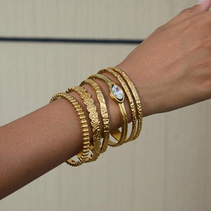 Ensemble de bijoux de luxe en acier inoxydable plaqué or 18 carats ERESI INS HOT, nouveau style bohème unique, bracelet brillant serti de zircon - Product Image 4