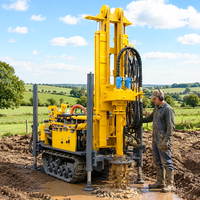 Foreuse hydraulique entièrement automatique sur chenilles pour puits d'eau, petite, tout-terrain, profondeur 200m-300m, à vendre
