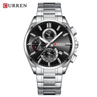 Montre CURREN 8475 pour homme, luxe, six aiguilles, multifonction, grand cadran, étanche, bracelet en acier inoxydable, mouvement à quartz, montre-bracelet pour homme