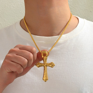 Collar con Colgante de Cruz Religiosa de Acero Inoxidable Personalizado, Antideslustre, Impermeable, para Hombre - Product Image 2