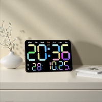 Jam Digital dekorasi rumah kantor, layar LED cermin kecerahan dapat disesuaikan Timer Alarm LED Jam dinding Digital