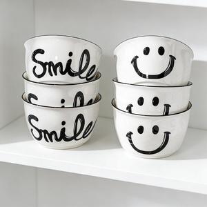 2025 Simple Design Eco-Friendly Ceramic Tableware Nordic Cartoon Pattern Plate Soup Salad Bowls Spoons 2-Person <b>Dinner</b> <b>Set</b> - Product Image 2