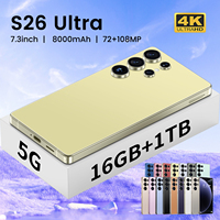 Nuevo Teléfono Inteligente 5G S26 Ultra Desbloqueado, 16GB+1TB, Pantalla HD de 7.3 Pulgadas, Cámara de Belleza de 72+108MP, Android 14, Doble SIM, CDMA, para Juegos
