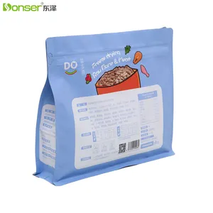 Dog Food Packaging Factory OEM 200 G Custom Printed Square Bottom Pet Travel Food Stand Up Pouch Mylar Bags With Zip Lock