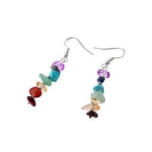 Boucles d'oreilles pendantes longues à pampilles en pierres colorées, bijoux de fête multicolores, boucles d'oreilles tendance - Product Image 5
