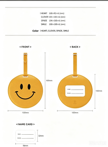 Étiquette de bagage personnalisée en cuir PU en forme de cœur, pique, trèfle, avec visage souriant imprimé, étiquette de valise imperméable pour sacs de voyage - Product Image 6