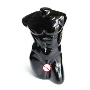 ナチュラルブラック黒曜石クリスタルマンモデル裸の彫刻クリスタル女性の体の像 - Product Image 2