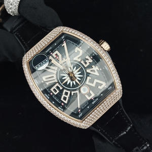 Montre automatique pour homme de luxe au design moderne, montre carrée sertie de diamants, montre de mode pour affaires avec bracelet en cuir - Product Image 2