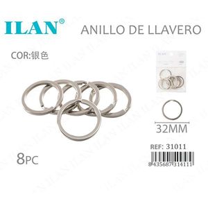Portachiavi da 32 mm color argento, confezione da 8 pezzi per accessori portachiavi - Product Image 1