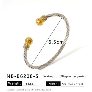 Cuerda de alambre de acero inoxidable Pulsera intermetálica Apertura de acero de titanio Perla de moda y pulsera de gama alta Forladies - Product Image 5