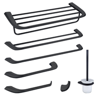 Ensemble d'accessoires de salle de bain de luxe en acier inoxydable noir à fixation murale, accessoires de quincaillerie 304, accessoires de salle de bain de luxe pour hôtel