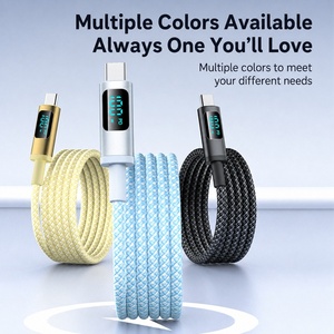 100W Fast Charging Type-C Data <b>Cable</b> Braided Jacket Smart Digital Display USB 3.2 Shielded Charging Cord <b>for</b> Laptop - Product Image 6