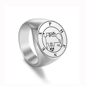 Sigilli dei 72 Spiriti, la Chiave Minore di <span class=keywords><strong>Salomone</strong></span>, Asmoday, Origini Demoniache, Goetia 37-72, Anelli Amuleto in Acciaio Inossidabile - Product Image 2