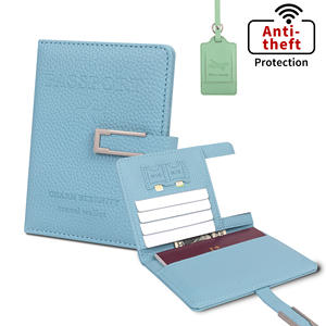 Porte-passeport couverture portefeuille voyage essentiel RFID bloquant carte en cuir passeport Clip étiquette de bagage ensemble pour femmes hommes - Product Image 6