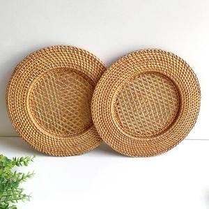 Assiettes de présentation rustiques en rotin brun, dessous-de-plat pour décoration de table à la maison, événements de mariage, café, restaurant, accessoires de photographie - Product Image 1