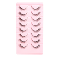 Faux cils naturels noirs courbés en C, réutilisables, sans cruauté, vente en gros, personnalisables, effet vaporeux, bande complète, pour salons de beauté