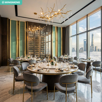 Meubles pour projet de restaurant, table ronde en marbre, plateau tournant Lazy Susan, chaise de salle à manger en velours pour hôtel, salle de banquet privée