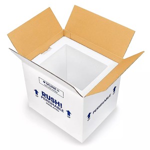 Caja de envío de cartón con aislamiento doble, comida caliente, comida congelada, frío, cartón, Enfriador de espuma, caja de envío aislada