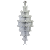 Grande Suspension LED Verticale Style Lustre en Verre, Blanc Chaud, Intensité Variable, en Fer et Verre pour Hall d'Entrée, Salon, Escalier