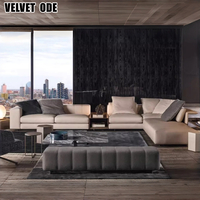 Italienisches L-förmiges Piano Key Design Sofa Minimalist Modular 3 4 5 6-Sitzer-Sofagarnitur Luxus Lounge Leder couch mit Stauraum
