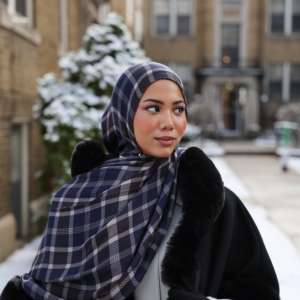 Hijab modal imprimé pour femme, design tartan musulman, respirant, 4 saisons, simple et modeste, avec logo personnalisé, populaire 2026 - Product Image 1